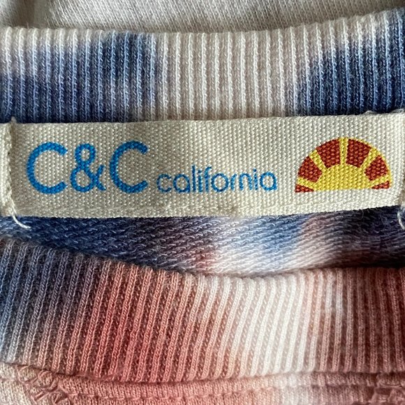 C&C California Tie Dye Faded Red Blue Surf Cali Hippie Crewneck Sweatshirt-S - Picture 12 of 15